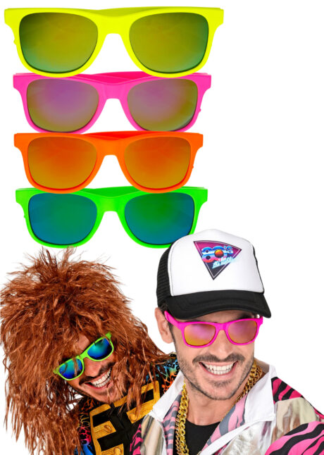 lunettes fluo, lunettes années 80, lunettes déguisement, Lunettes Couleurs Fluos, Miroirs