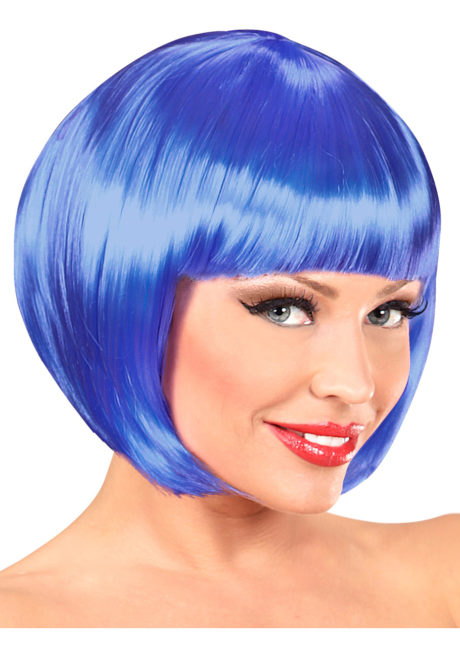 perruque bleue, carré bleu perruque, perruque pour femme, perruque carré bleu femme, Perruque Chanel, Carré Bleu