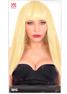 perruque blonde longue, perruque longue frange, perruque Barbie