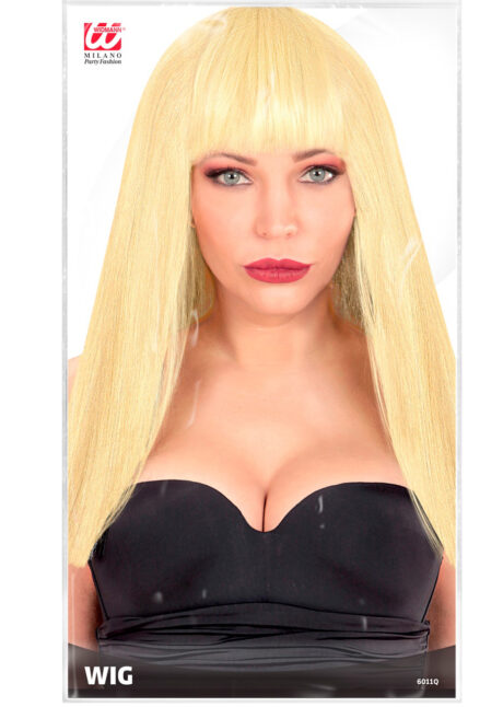 perruque blonde longue, perruque longue frange, perruque Barbie, Perruque Fanny, Blonde