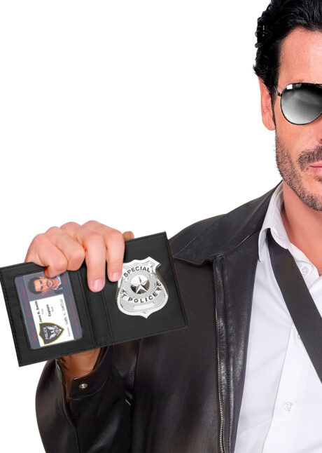 étui badge police, badge police sur pochette, insigne police, Badge de Police sur Etui, avec Pochette Photo