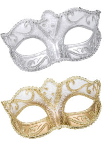 masque vénitien, loup vénitien, masque carnaval de Venise, masque vénitien paillettes dorées, paillettes argent