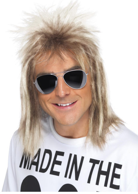 perruque disco homme, perruque homme disco, perruque blonde homme, perruque années 80, Perruque Années 80, Mulet Blond Cendré