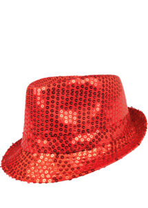chapeau paillettes, chapeau Borsalino paillettes, chapeau rouge