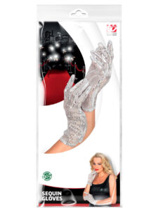 gants argents sequins, gants argent
