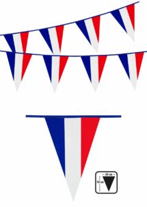 guirlande fanions France, guirlande drapeaux France, décoration 14 juillet, Guirlande Fanions Triangles France 10 m – 20 x 30 cm
