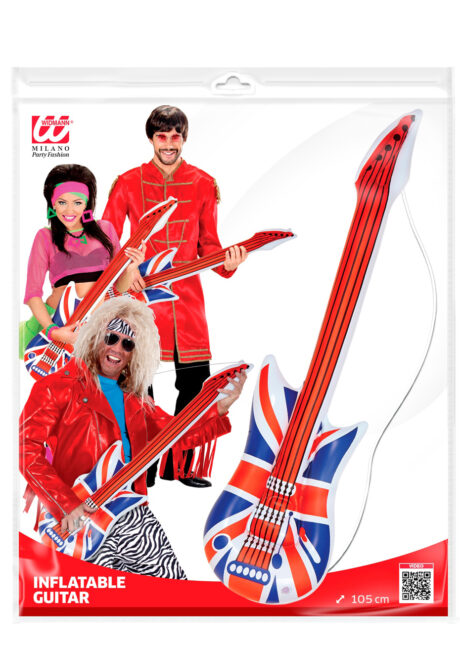 guitare électrique gonflable, fausse guitare électrique, guitare drapeau anglais, union jack, Guitare Gonflable, Drapeau Anglais