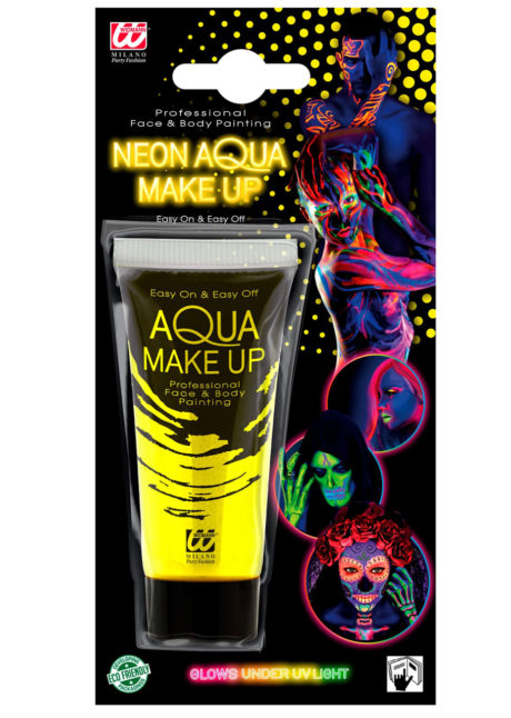 maquillage fluo, peinture fluo jaune, peinture pour le corps fluo, Peinture Jaune Intense, Fluo, Corps et Visage