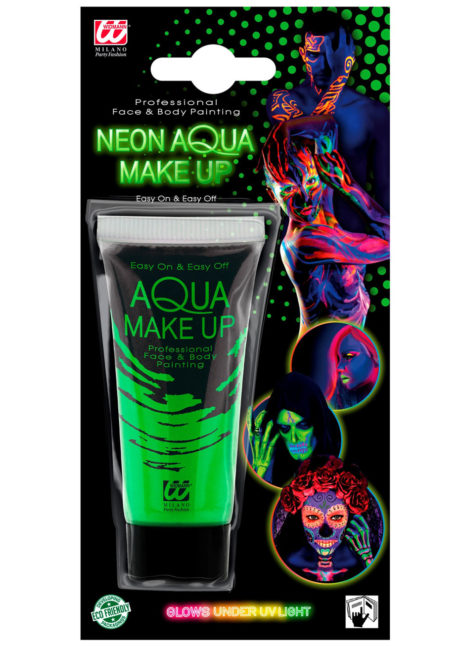 maquillage fluo, peinture fluo vert, peinture pour le corps fluo, Peinture Vert Intense, Fluo, Corps et Visage