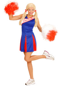 déguisement pompom girl adulte, déguisement cheerleader adulte, costume cheerleader femme, costume pompom girl, Déguisement Pompom Girl, Cheerleader, Bleue et Rouge
