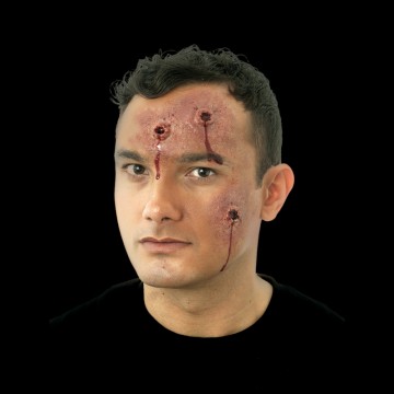 maquillage halloween, fausses blessures halloween, blessures réalistes halloween, maquillage halloween réaliste, blessures halloween réalistes, fausses blessures halloween, effets spéciaux maquillage halloween, blessures cinema secret, maquillage blessure halloween, blessures impacts de balles halloween Blessure Cinema Secrets®, FX, Impacts de Balles