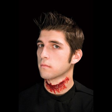 maquillage halloween, fausses blessures halloween, blessures réalistes halloween, maquillage halloween réaliste, blessures halloween réalistes, fausses blessures halloween, effets spéciaux maquillage halloween, blessures cinema secret, maquillage blessure halloween, blessure gorge tranchée halloween Blessure Cinema Secrets®, FX, Gorge Tranchée