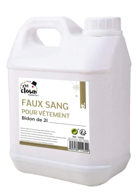 faux sang vêtements, faux sang Halloween, décorations faux sang, Faux Sang Décos et Vêtements, Bidon de 2 litres