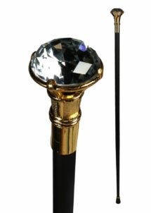 canne de déguisement, canne déguisement diamant, canne pommeau diamant, Canne de Déguisement Luxe en Métal, Pommeau Diamant Serti