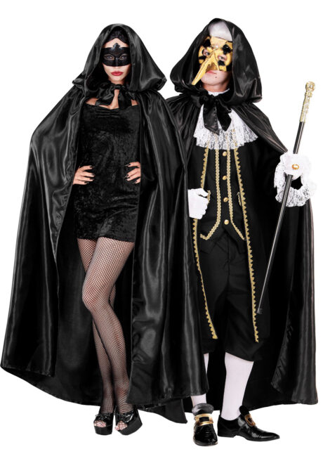 Cape Noire Longue Avec Capuche - Parfaite Pour Halloween, Carnaval Et Fêtes Costumées - Plusieurs Tailles Disponibles