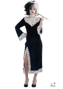 déguisement de cruella, costume de cruella, Déguisement Cruella, Robe avec Col