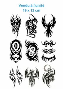 faux tatouage tribal, tatouages éphémères, tatouages polynésiens, Faux Tatouages Tribal – Grands Motifs