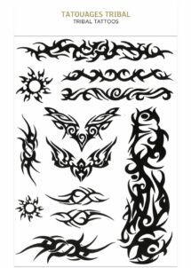 faux tatouages, tatouage tribal, faux tatouage maori, tatouages éphémères tribal, Faux Tatouages Tribal – Planche de Motifs Variés