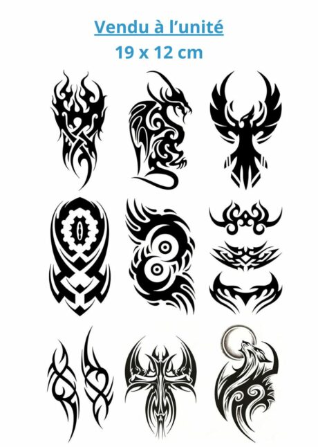 faux tatouage tribal, tatouages éphémères, tatouages polynésiens, Faux Tatouages Tribal – Grands Motifs