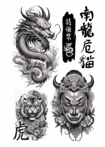 faux tatouages dragons, faux tatouage, tatouage éphémère, Faux Tatouages Dragon et Style Asiatique