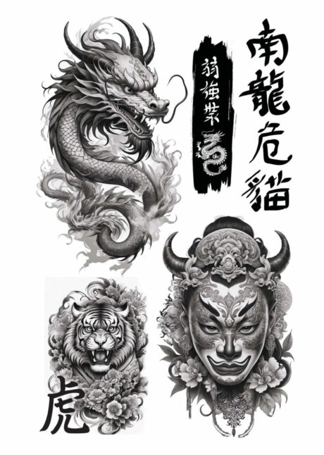 faux tatouages dragons, faux tatouage, tatouage éphémère, Faux Tatouages Dragon et Style Asiatique