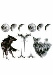 faux tatouages loup, faux tatouages Halloween, tatouage temporaire loup, Faux Tatouages Loup et Pleine Lune
