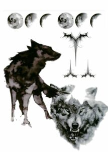 faux tatouages loup, faux tatouages Halloween, tatouage temporaire loup, Faux Tatouages Loup et Pleine Lune