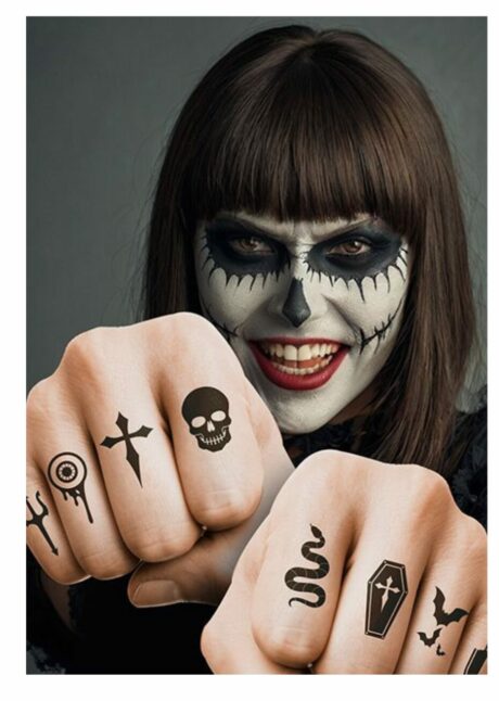 faux tatouages halloween, mini tatouages, mini tatouages éphémères, Mini Faux Tatouages Halloween pour les Doigts