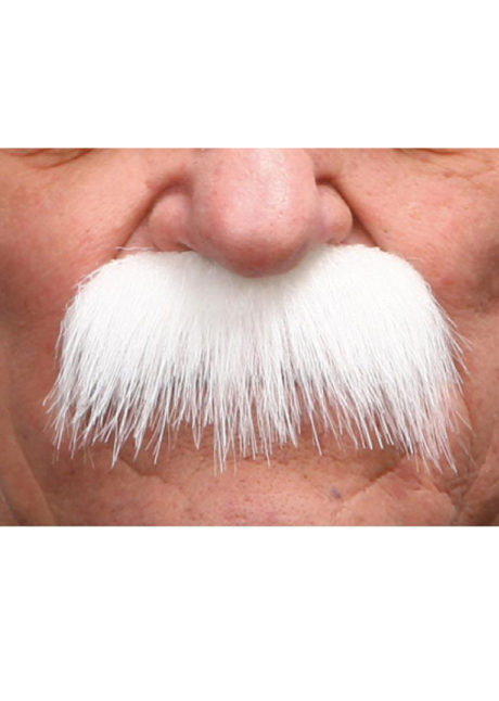 fausses moustaches, postiche, ausses moustaches réalistes, fausse moustache blanche, moustache luxe, moustache blanche, Moustache Blanche, en brosse, Luxe