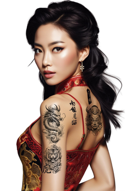 faux tatouages dragons, faux tatouage, tatouage éphémère, Faux Tatouages Dragon et Style Asiatique
