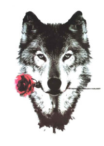 faux tatouage de loup, faux tatouage loup, tatouage temporaire, tatouages autocollants, Tatouages Temporaires, Loup avec Rose