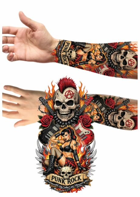 faux tatouage punk, faux tatouage couleur, faux tatouage rock, Faux Tatouage Punk Rock en Couleur