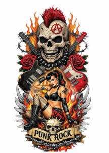 faux tatouage punk, faux tatouage couleur, faux tatouage rock, Faux Tatouage Punk Rock en Couleur
