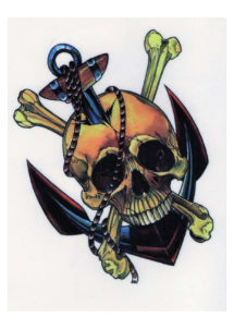 faux tatouage, faux tatouages pirate, tatouage temporaire pirate, tatouages éphémères pirate, Tatouages Temporaires, Tête de Mort Pirate