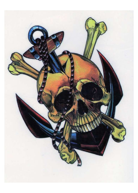 faux tatouage, faux tatouages pirate, tatouage temporaire pirate, tatouages éphémères pirate, Faux Tatouages, Tête de Mort Pirate