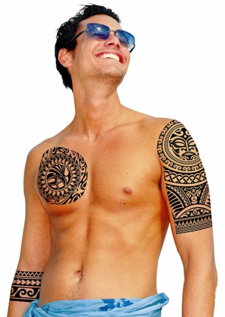 faux tatouage tribal, faux tatouage maori, tatouages éphémères tribal, Faux Tatouages Maori – Vagues et Tiki