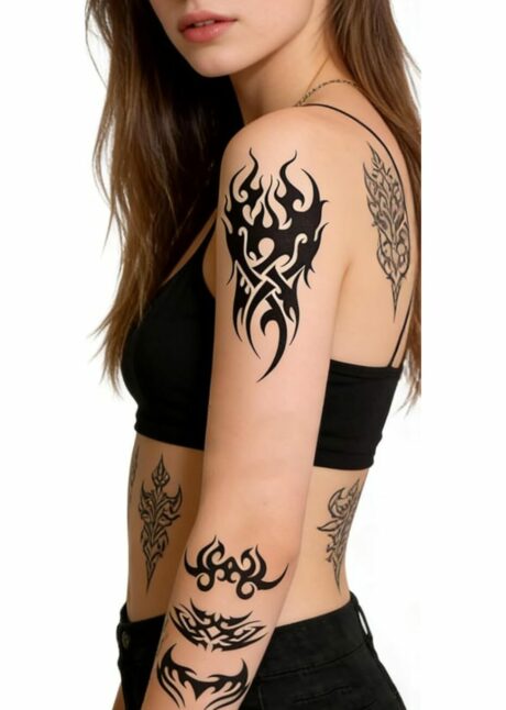 faux tatouage tribal, tatouages éphémères, tatouages polynésiens, Faux Tatouages Tribal – Grands Motifs