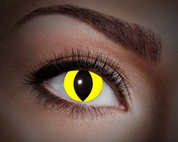 lentilles UV oeil de chat, lentilles fluos, lentilles halloween, lentilles fantaisie, lentilles déguisement, lentilles déguisement halloween, lentilles de couleur, lentilles fete, lentilles de contact déguisement, lentilles fluos jaunes Lentilles Fluos, Oeil de Chat, Jaunes