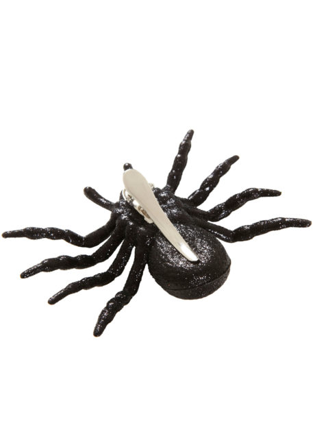barrette araignée, bijoux halloween, accessoire halloween déguisement, accessoire déguisement halloween, accessoire bijou araginée, accessoire broche araignée, Barrette Araignée Paillettes Noires