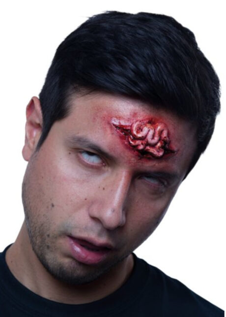 blessure cerveau apparent, effets spéciaux halloween, maquillage halloween, maquillage gore, Blessure Cerveau Apparent, en 3D