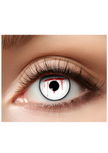lentilles blanches avec sang, lentilles blanches coupure sang, Lentilles Blanches Eclaboussures de Faux Sang – Slash