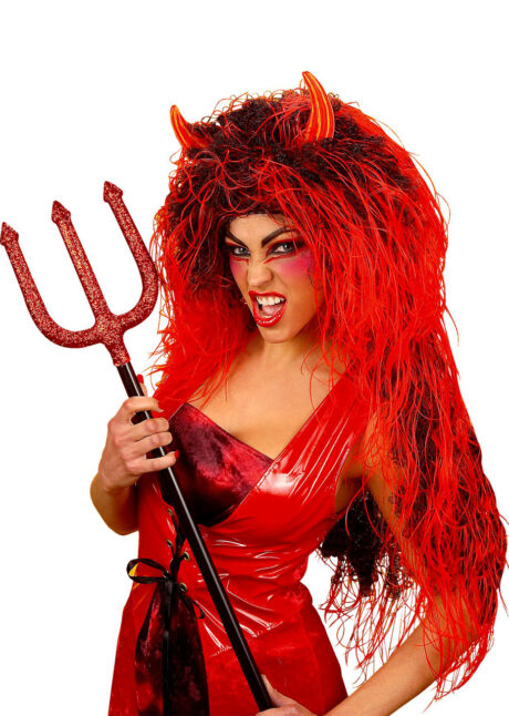 perruque halloween, perruque rouge, perruque diablesse, perruque diable, Perruque Diablesse Devil, Rouge