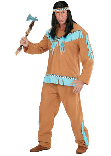 déguisement d'indien homme, costume d'indien adulte, costume d'indien homme, tunique d'indien déguisement, déguisement indien homme, déguisement indien adulte, déguisement homme, Déguisement d’Indien, Marron et Turquoise