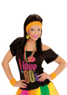 bandeau et poignets fluos, déguisement disco accessoire, bandeau et bracelets années 80, bandeau sport disco, accessoire fluo,