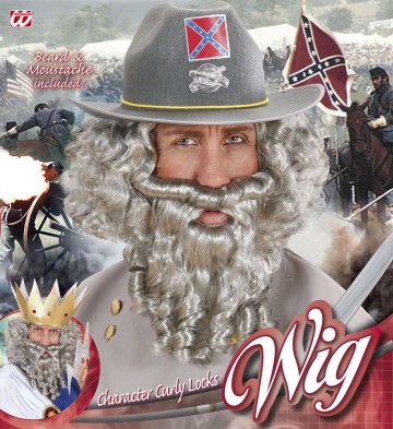 perruque pour homme, perruque pas chère, perruque de déguisement, perruque homme, perruque grise, perruque avec barbe, perruque dieux grec Perruque + Barbe Character Curly, Grise