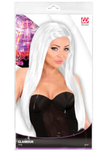 perruque blanche, perruque cheveux longs blancs, perruque cheveux longs femme