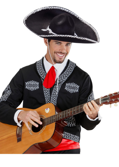 sombrero mexicain noir, sombreros, chapeaux sombreros, chapeaux paris, sombreros mexicains, déguisement de mexicain, accessoire mexicain, Sombrero Mexicain, Noir Bordé de Blanc