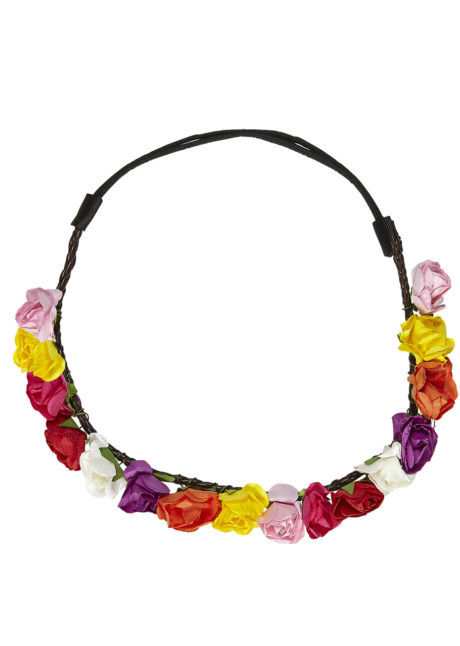 couronne de fleurs, accessoire fée déguisement, accessoire déguisement fée, accessoire hippie déguisement, accessoire déguisement hippie, accessoire couronne de fleurs, Bandeau Couronne de Fleurs, Multicolores