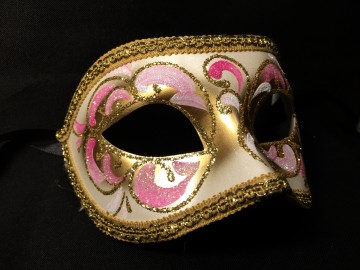 masque brillant, masque vénitien paillettes, masque vénitien, loup vénitien, masque carnaval de venise, véritable masque vénitien, accessoire carnaval de venise, déguisement carnaval de venise, loup vénitien fait main Vénitien, Aquario, Rose et Or