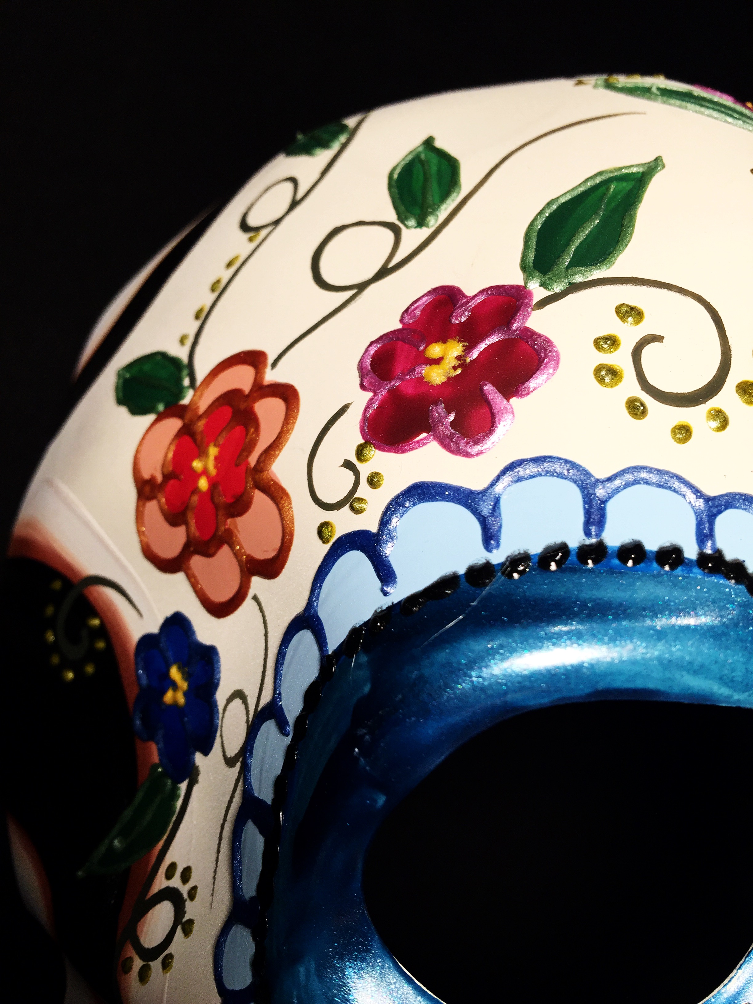 Masque Squelette Mexicain 3, Jour des Morts, Fait Main Aux Feux de la